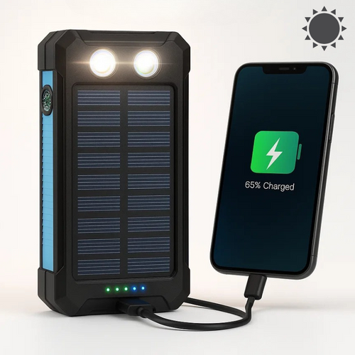 Powerbank zonnepaneel noodstroom 500000mAh waterdicht met LED-zaklamp