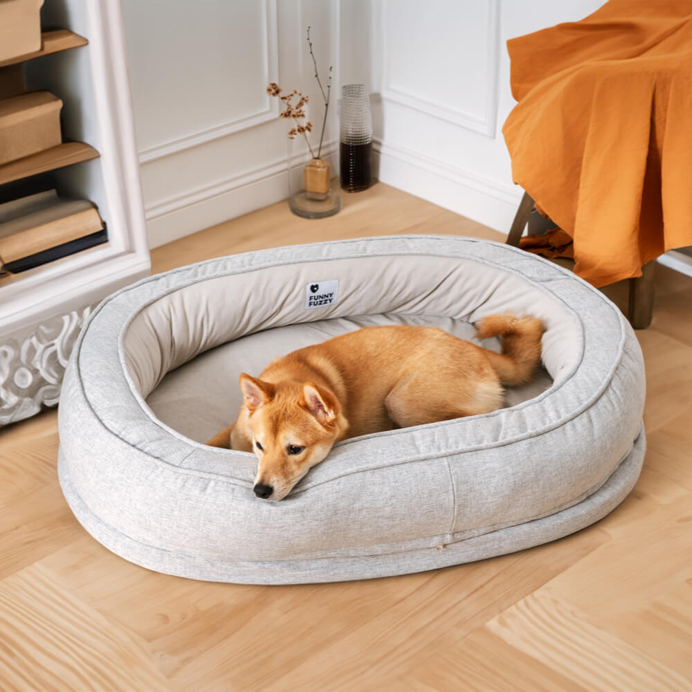 Cama donut para perros — espuma ortopédica, borde alto, antideslizante