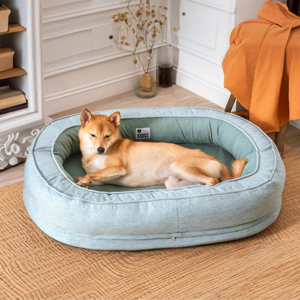 Cama donut para perros — espuma ortopédica, borde alto, antideslizante