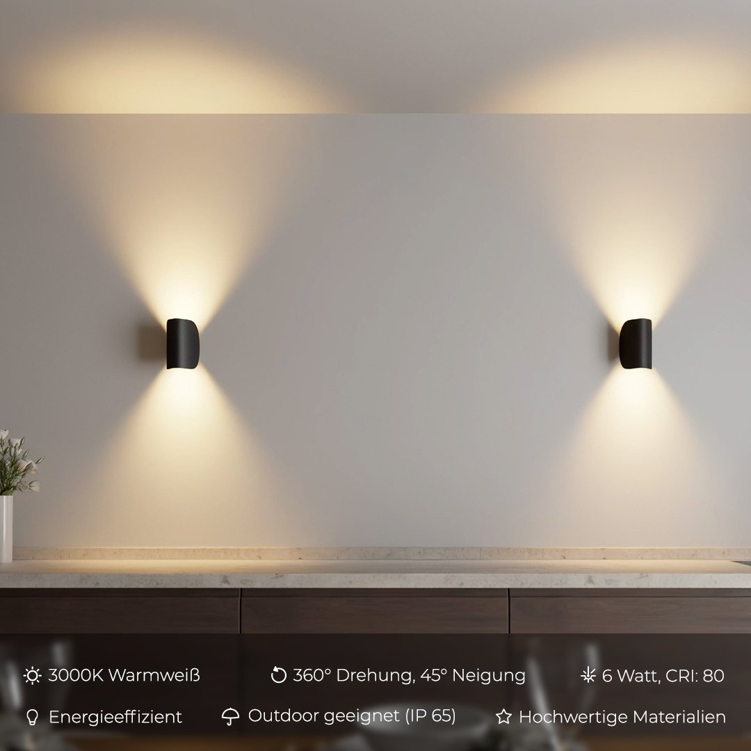 Lampă de perete LED rotativă — reglabilă, alb-negru