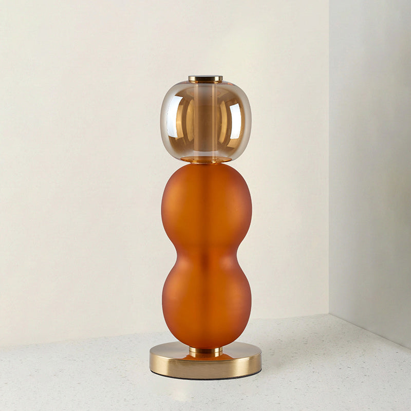 Glas-Tischlampe – goldener Fuß, farbige Schirme, 15-53 cm