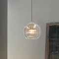 12-Inch Dual Glass Globe Pendant Light — Ribbed Inner Shade, Smooth Exterior
