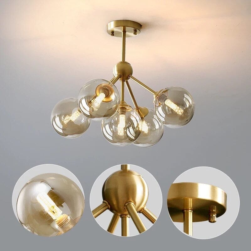 Lumenara Deckenpendelleuchte – warmes bernsteinfarbenes Glas, sanftes Leuchten