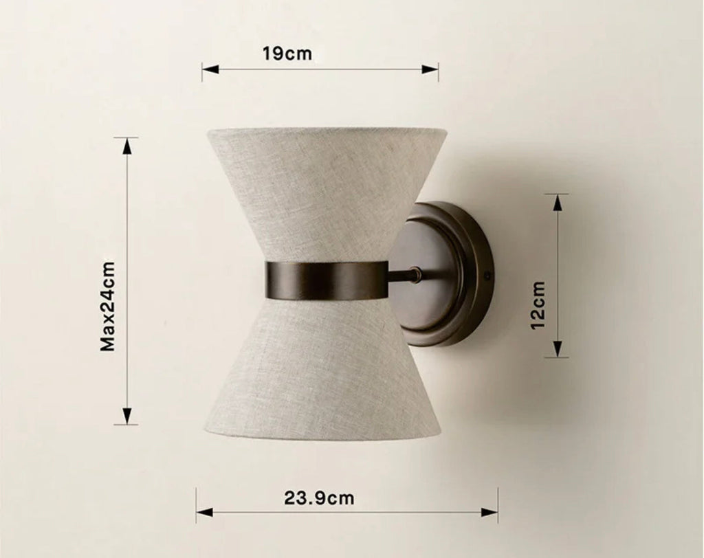 AureaLume Fabric Shade Wall Lamp — Copper Aluminum Finish, Flicker-Free LED