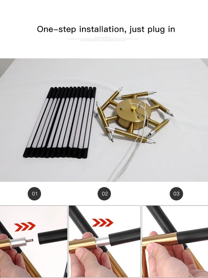 Nexa Iron Chandelier — Angular Geometric Design, Modern Lighting Fixture