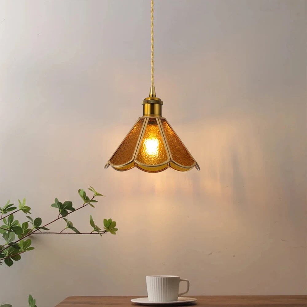 Kirei Vintage Japanese-Inspired Pendant Lamps — Copper and Stained Glass Shade