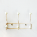 Cuier metalic — 3/4 cârlige, stil mid-century, galben/verde/alb