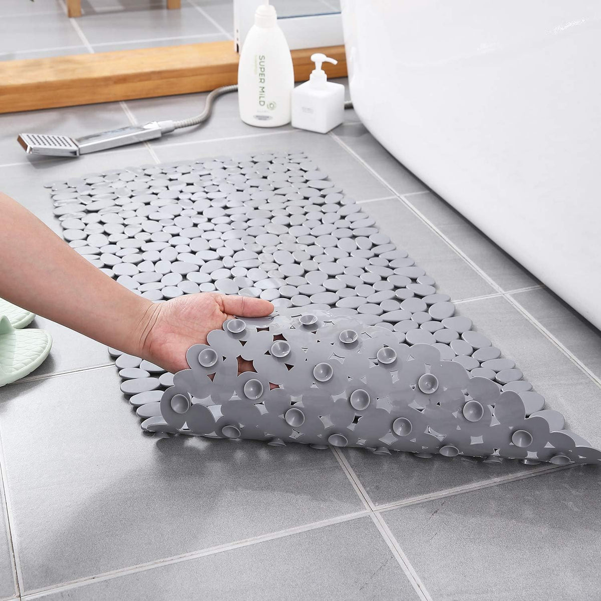 Rutschfeste Kieselstein-Badematte - Massage, 70x36/88x40 cm, 5 Farben