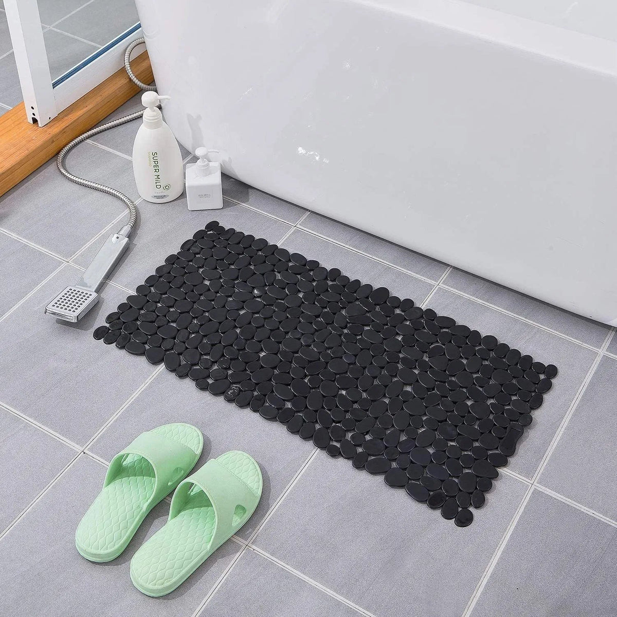 Rutschfeste Kieselstein-Badematte - Massage, 70x36/88x40 cm, 5 Farben