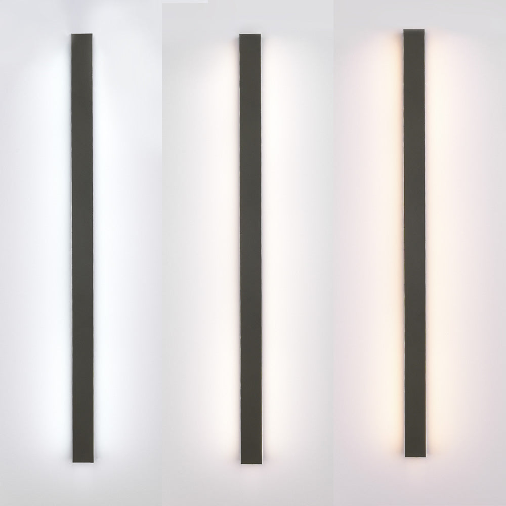Candeeiro de parede LED preto — metal/acrílico, IP65, 30-200cm, regulável
