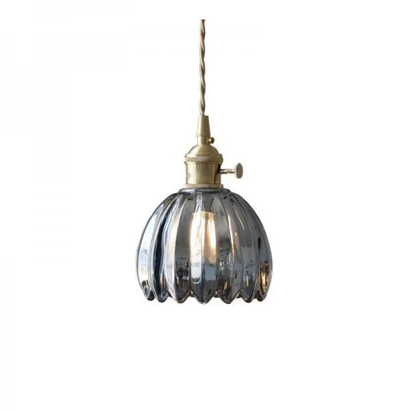 Height-Adjustable Glass Pendant Light — Floral-Inspired Shade, Warm Glow