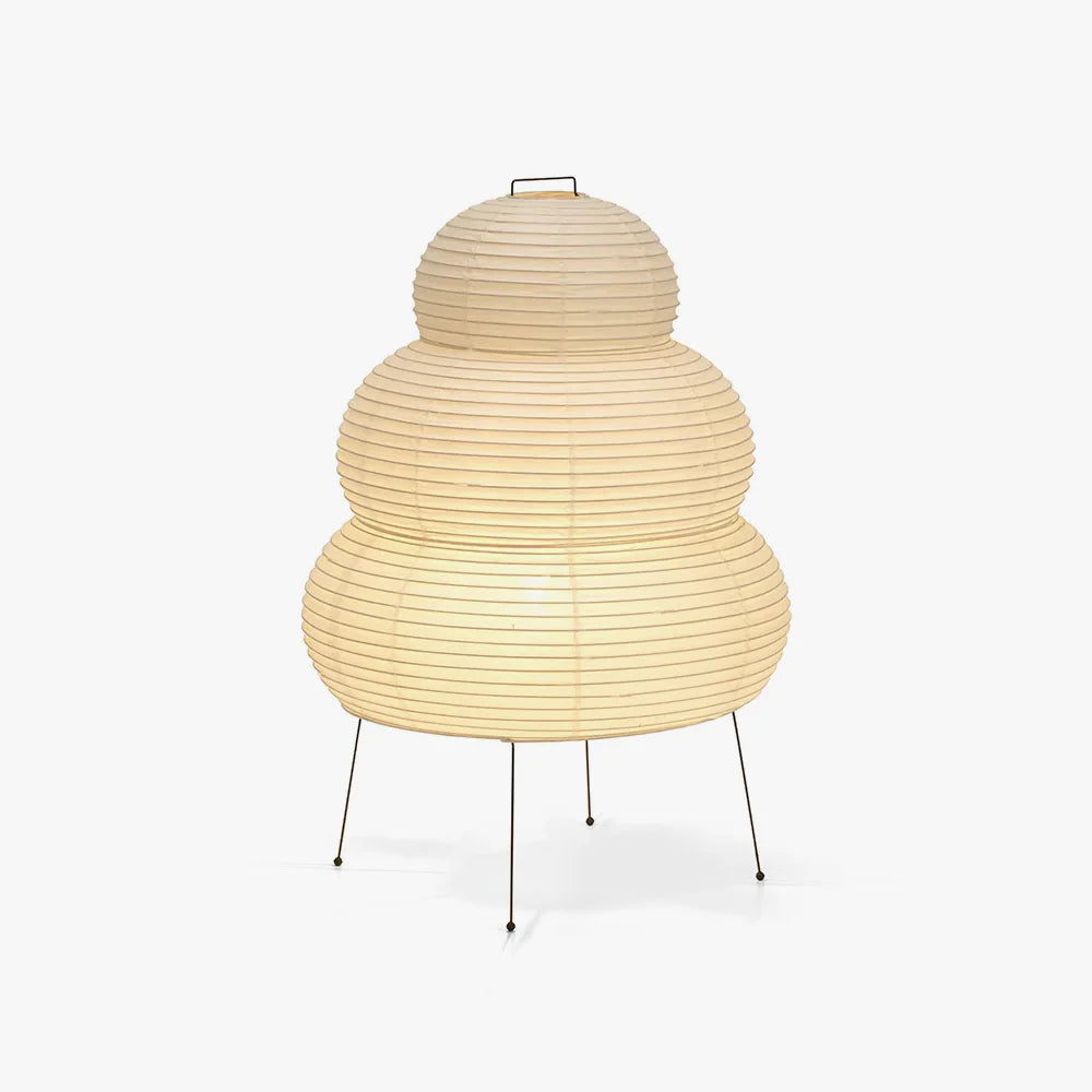 Layered Rice Paper Shade Floor Lamp — Flat Base, Soft Diffused Lighting