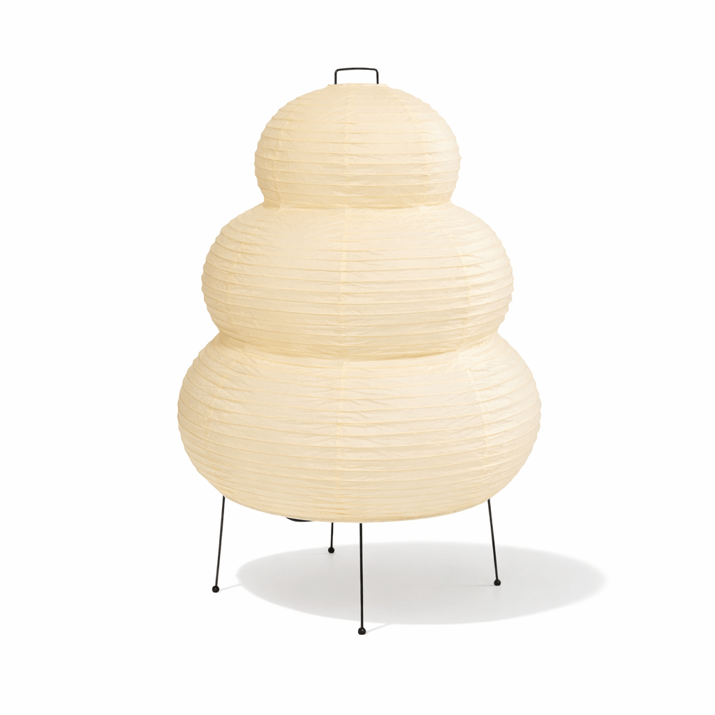 Layered Rice Paper Shade Floor Lamp — Flat Base, Soft Diffused Lighting