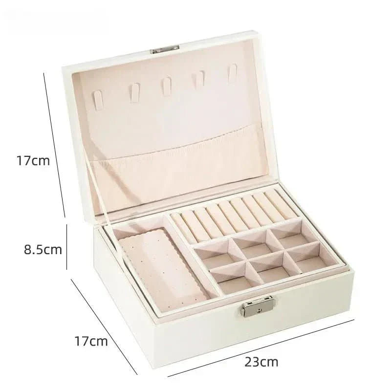 RegalCraft Two-Tier Wooden Jewelry Box PU Leather Finish Spacious Interior