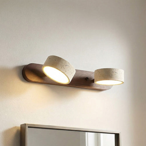 Adjustable Travertine & Wood Wall Sconce — 2/3/4 Lights