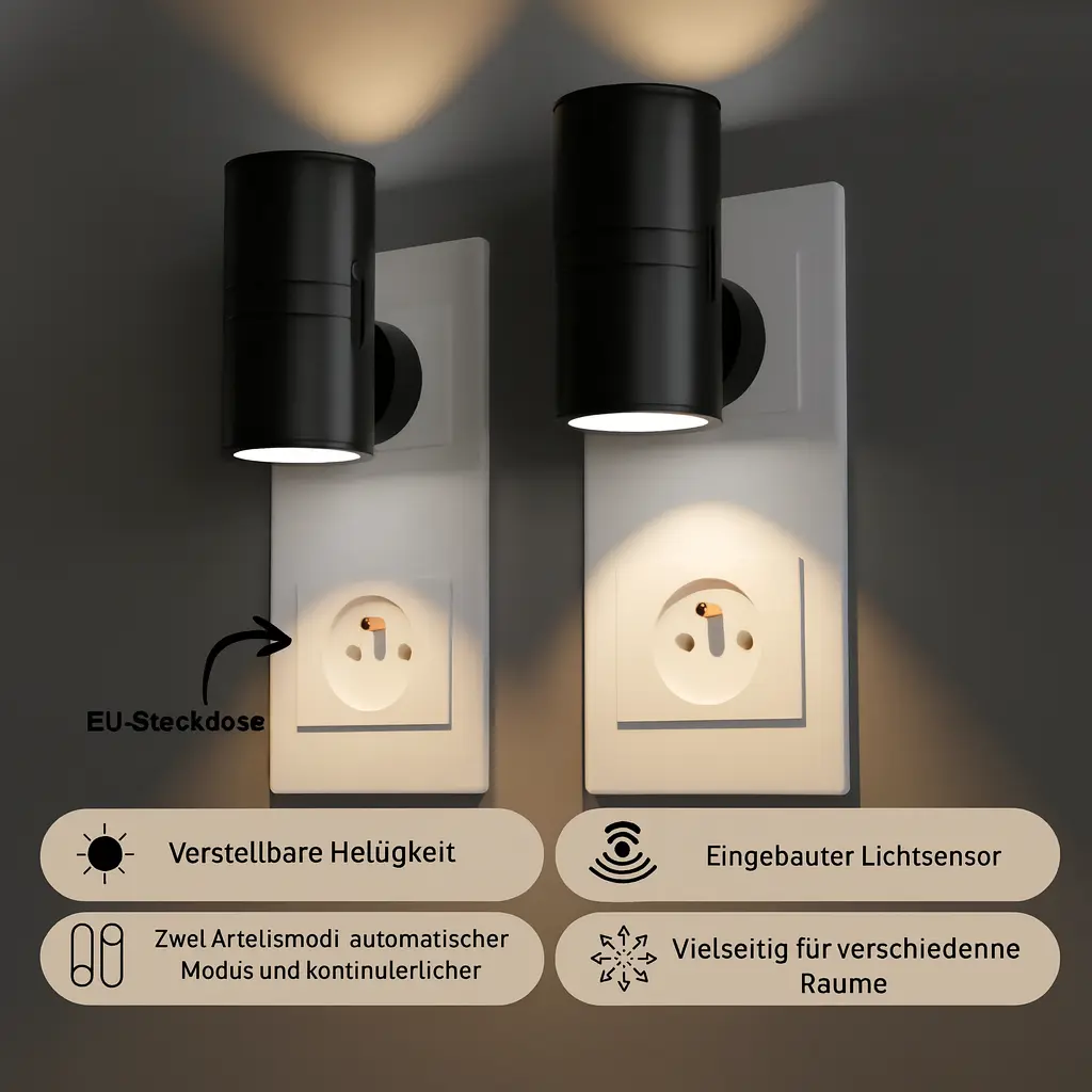 LED-Nachtlicht — 1 W, 100 Lumen warmweiß, dimmbarer EU-Stecker