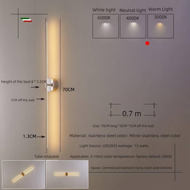 Norelle Adjustable Rod Wall Lamp — Modern Slim Design, Articulating Light Arm