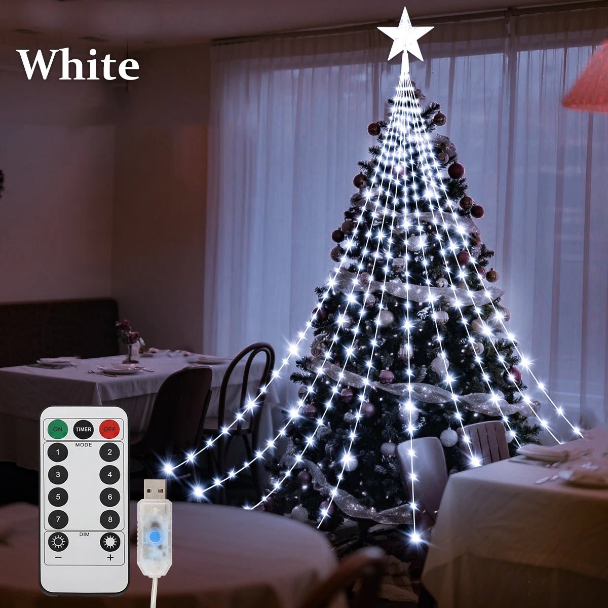 Guirlande lumineuse de Noël AuroraGlow étanche — 8 modes d’éclairage d’ambiance
