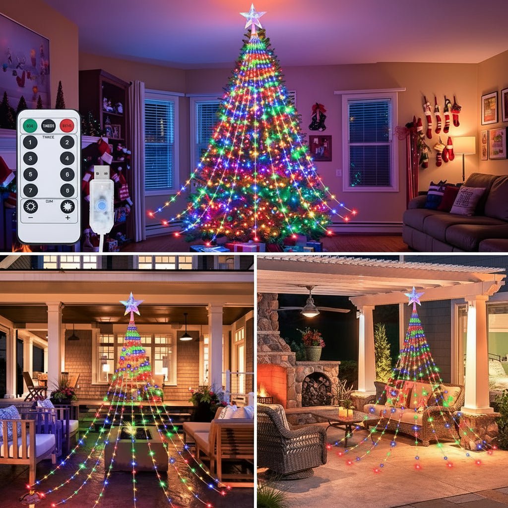 Guirlande lumineuse de Noël AuroraGlow étanche — 8 modes d’éclairage d’ambiance