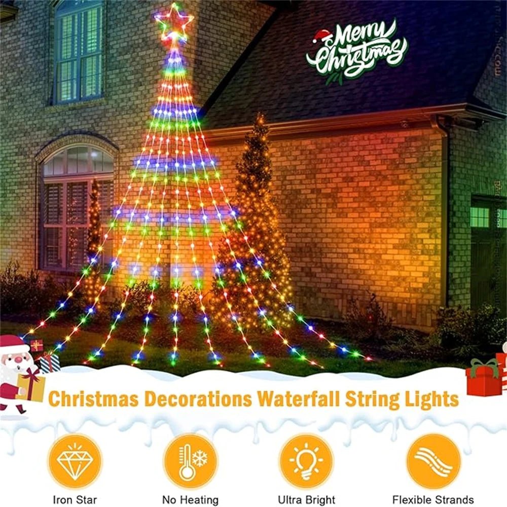 Guirlande lumineuse de Noël AuroraGlow étanche — 8 modes d’éclairage d’ambiance