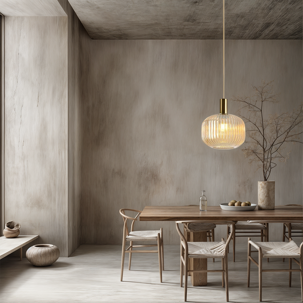 Rosalie Fluted Glass Pendant Lights — Warm Nordic Glow Design
