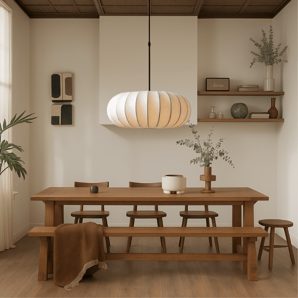 12-Inch Round Pendant Light — Fabric Shade, Hardwire Ceiling Mount