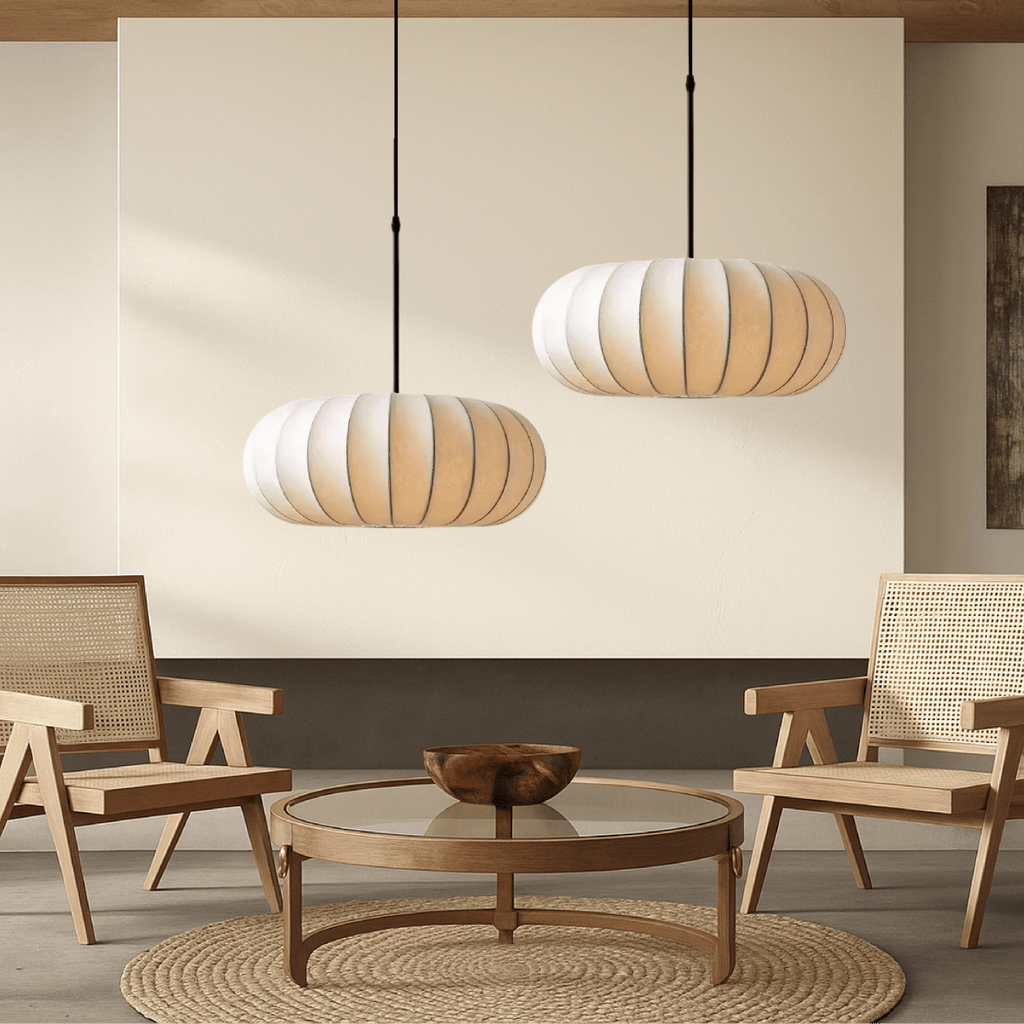 12-Inch Round Pendant Light — Fabric Shade, Hardwire Ceiling Mount
