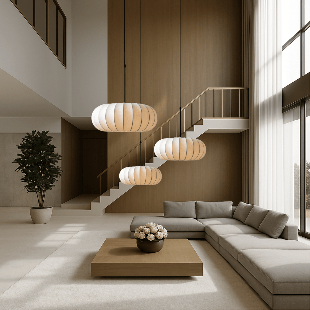 12-Inch Round Pendant Light — Fabric Shade, Hardwire Ceiling Mount