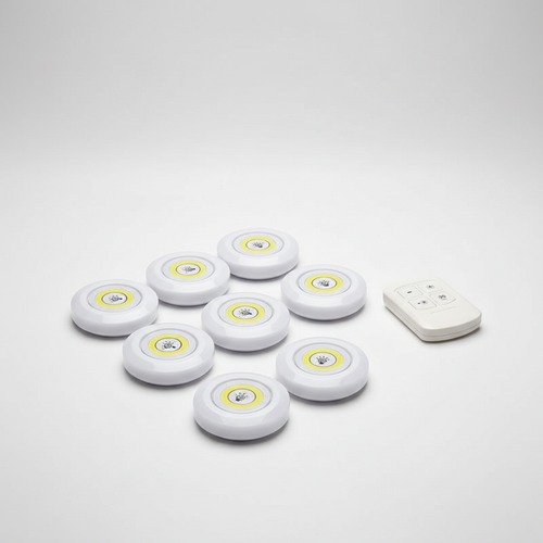 3-Pack Wireless LED Cabinet Spotlights — Dimmable Remote Control