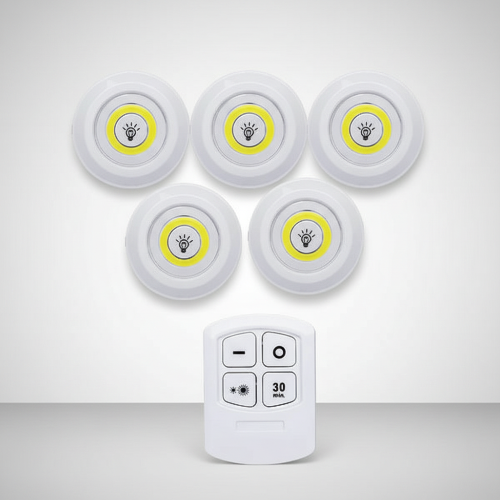 Lot de 3 spots LED sans fil pour meuble - variateur, télécommande