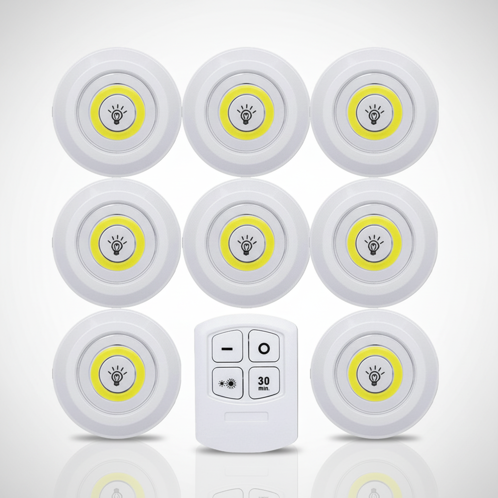 Lot de 3 spots LED sans fil pour meuble - variateur, télécommande