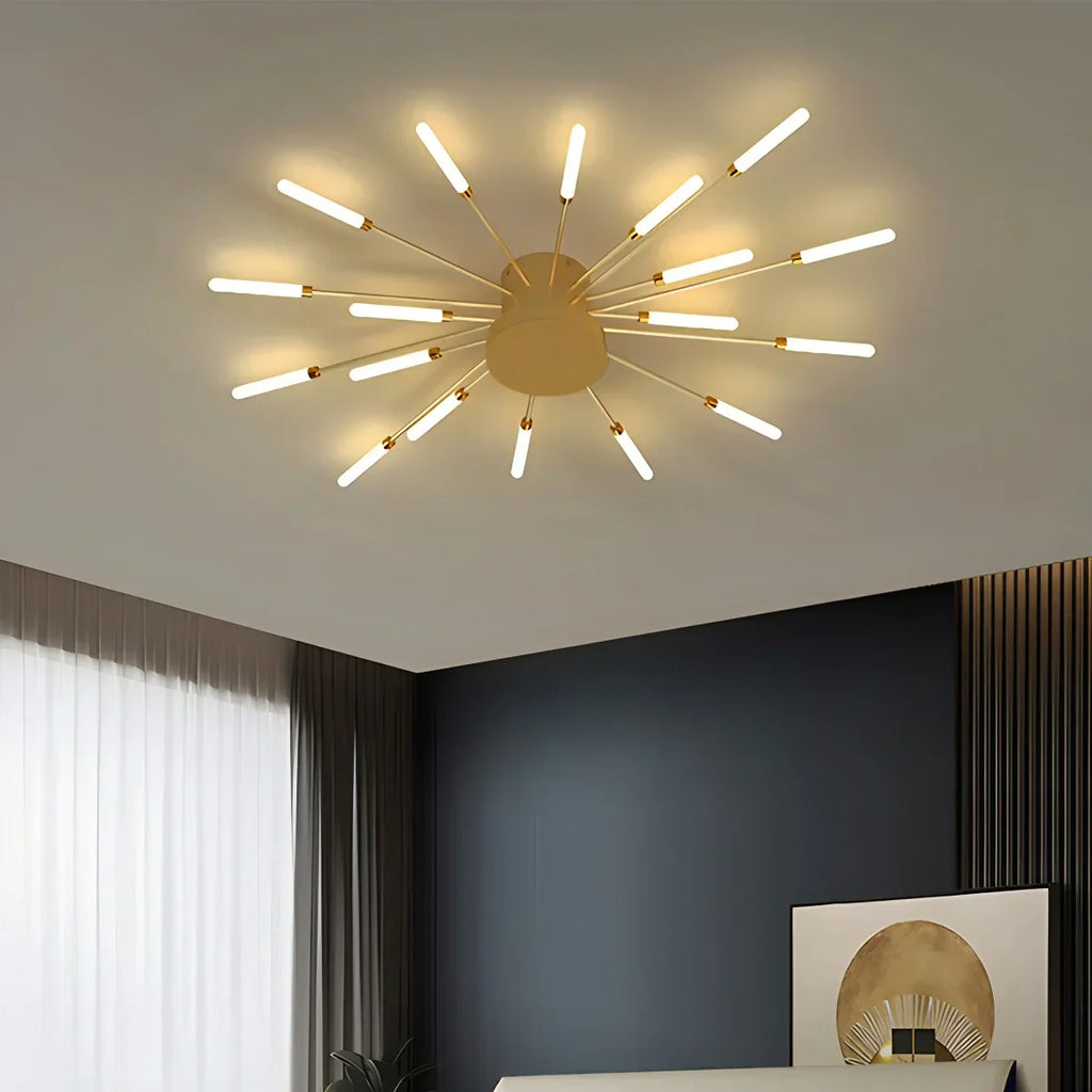 LED-Deckenleuchte aus Metall mit 20-42 Leuchten — Schwarz-Gold, dimmbar