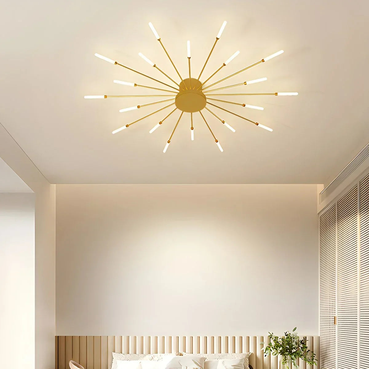 LED-Deckenleuchte aus Metall mit 20-42 Leuchten — Schwarz-Gold, dimmbar