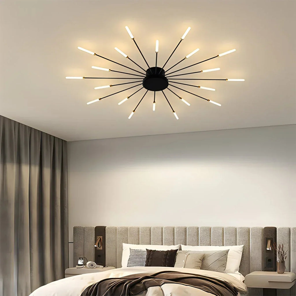 LED-Deckenleuchte aus Metall mit 20-42 Leuchten — Schwarz-Gold, dimmbar