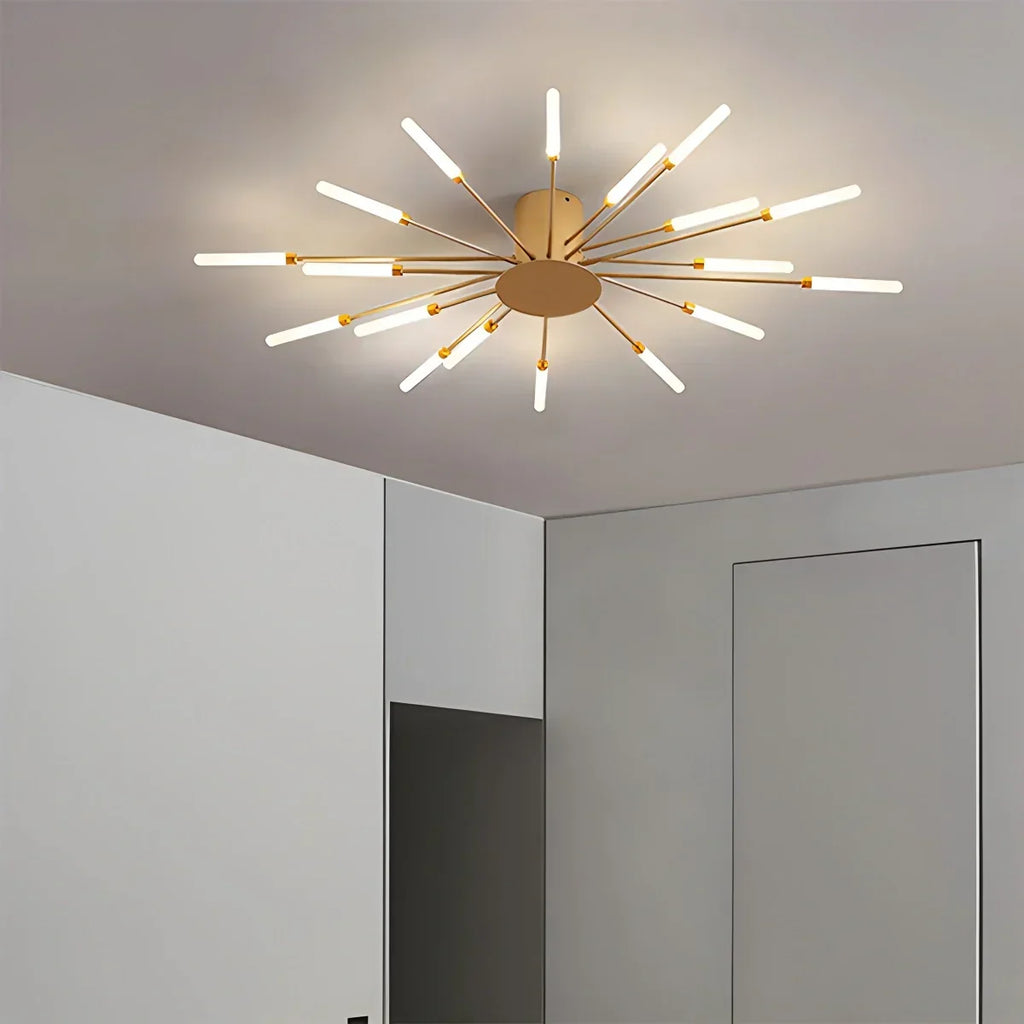 LED-Deckenleuchte aus Metall mit 20-42 Leuchten — Schwarz-Gold, dimmbar
