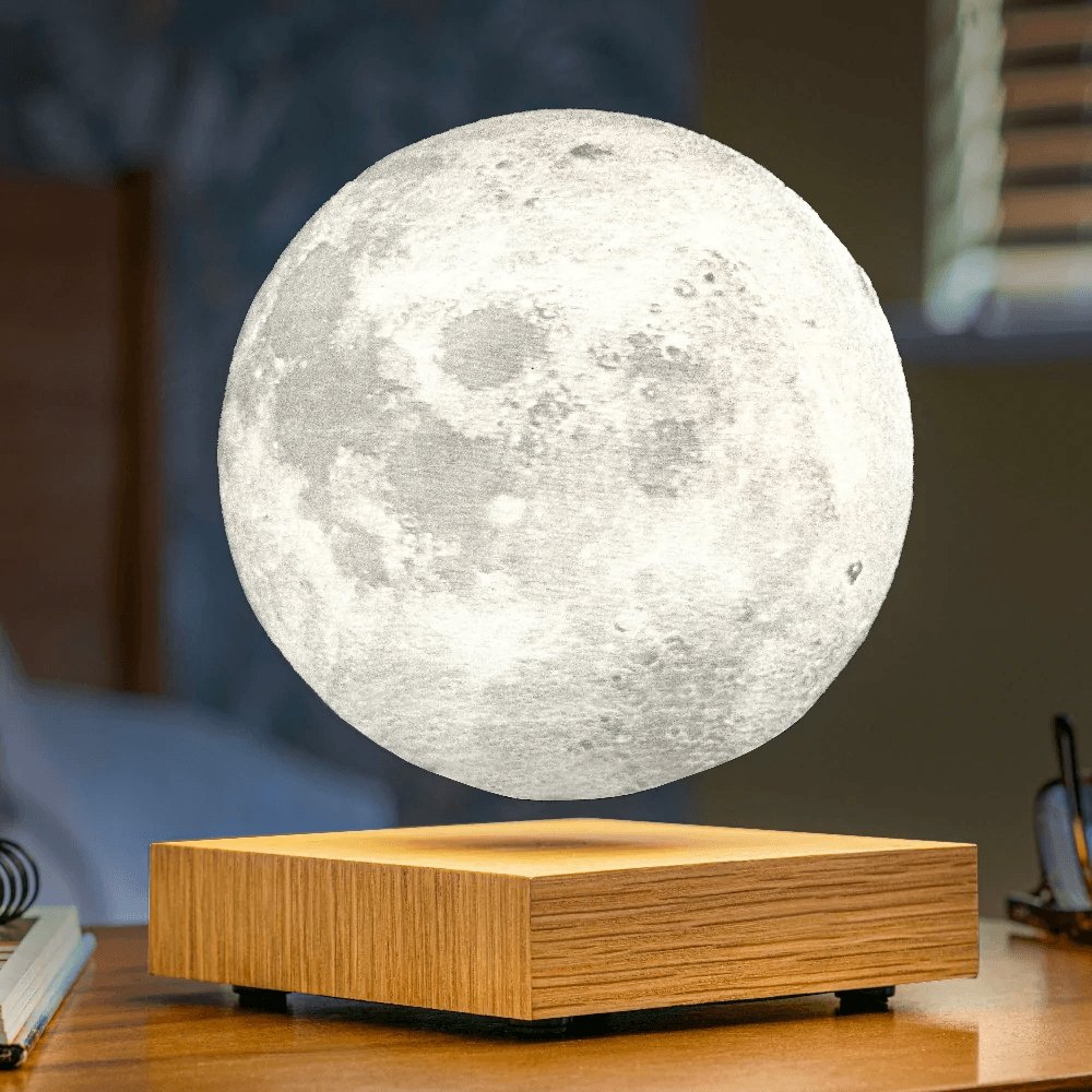 Magnetic Levitation Moon Lamp — 3D-Printed Surface, Floating LED Light