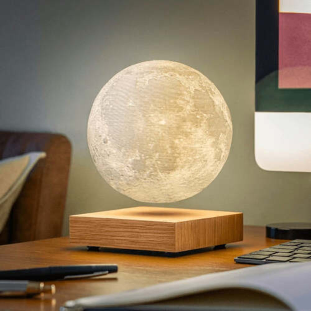 Magnetic Levitation Moon Lamp — 3D-Printed Surface, Floating LED Light