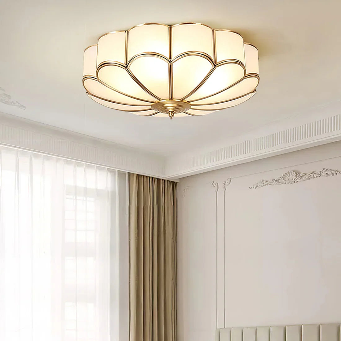 Floral Glass Flush Mount Ceiling Light | wildoxy