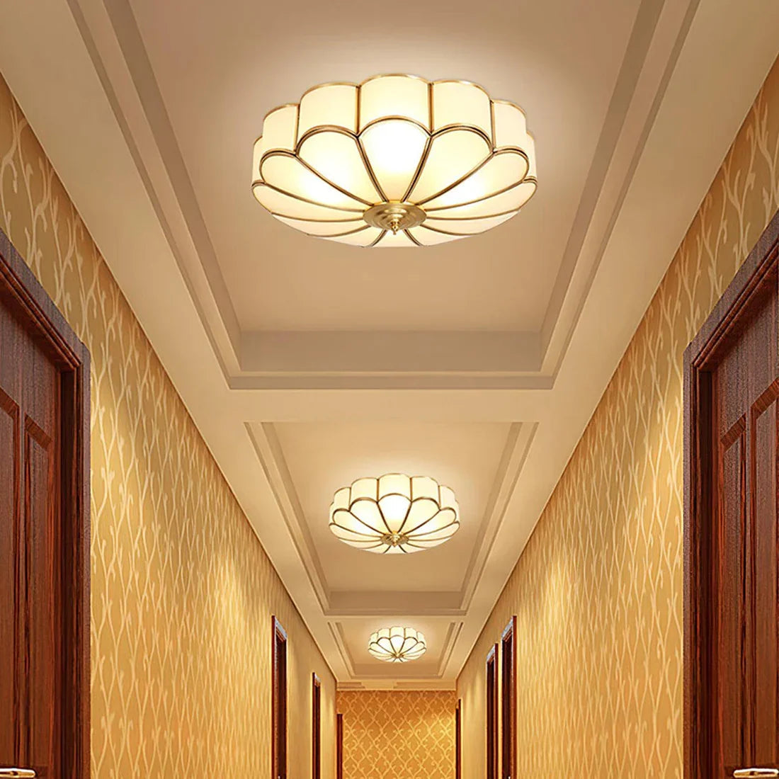 Floral Glass Flush Mount Ceiling Light | wildoxy