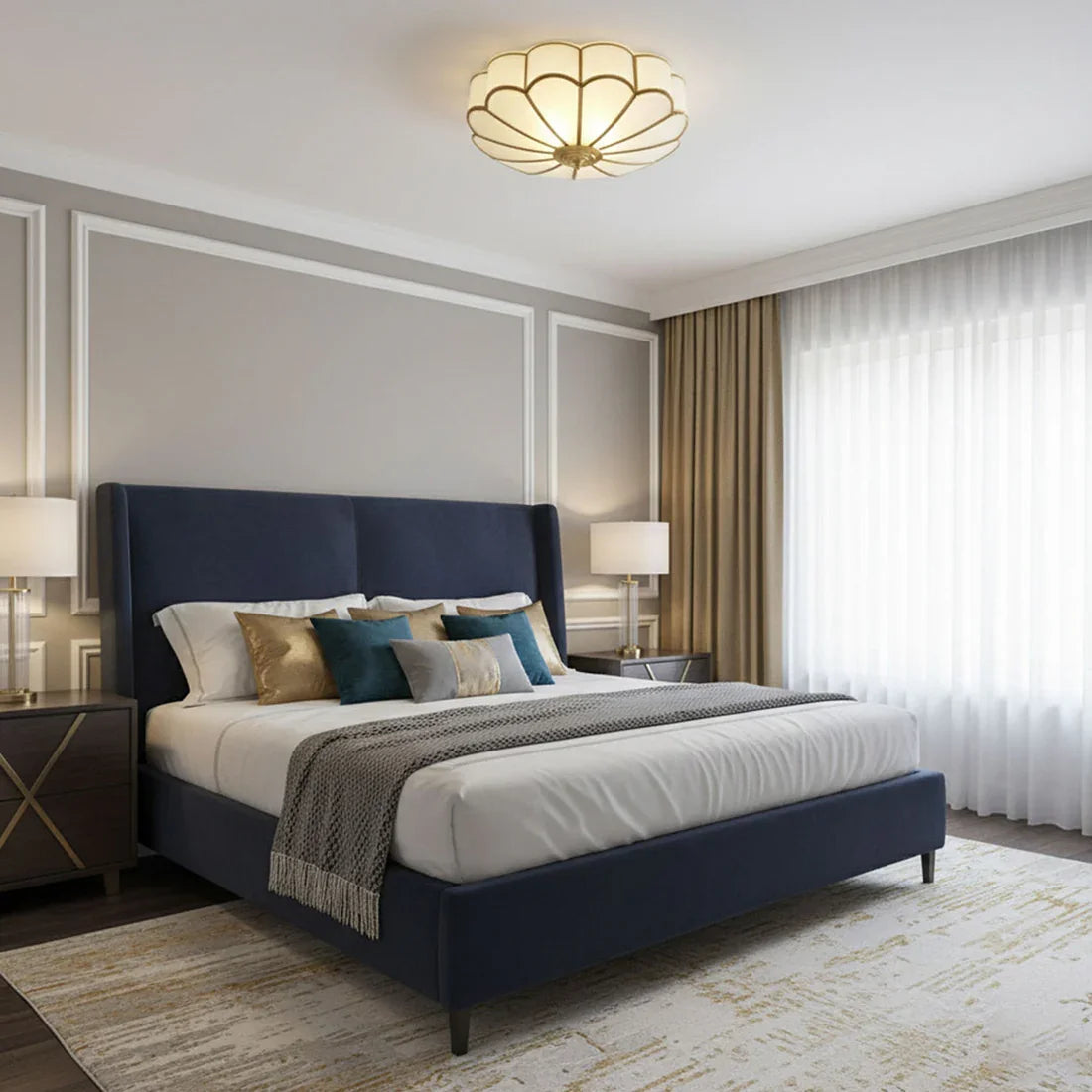 Floral Glass Flush Mount Ceiling Light | wildoxy