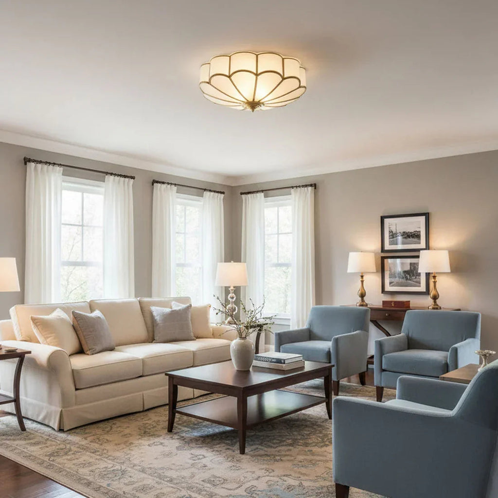 Floral Glass Flush Mount Ceiling Light | wildoxy