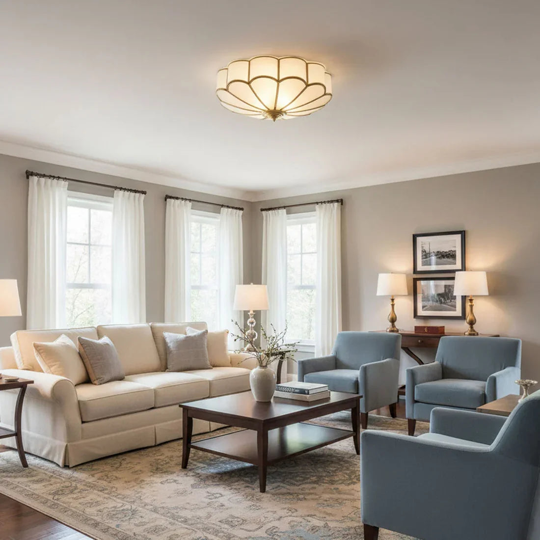 Floral Glass Flush Mount Ceiling Light | wildoxy