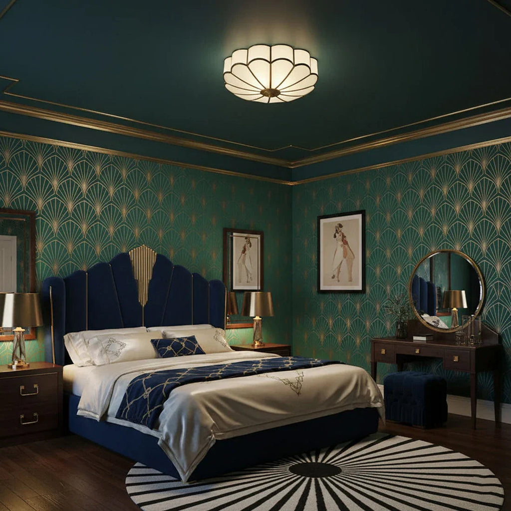 Floral Glass Flush Mount Ceiling Light | wildoxy