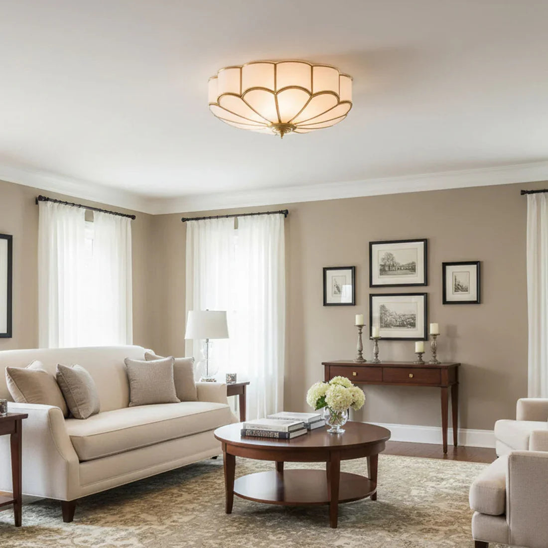 Floral Glass Flush Mount Ceiling Light | wildoxy