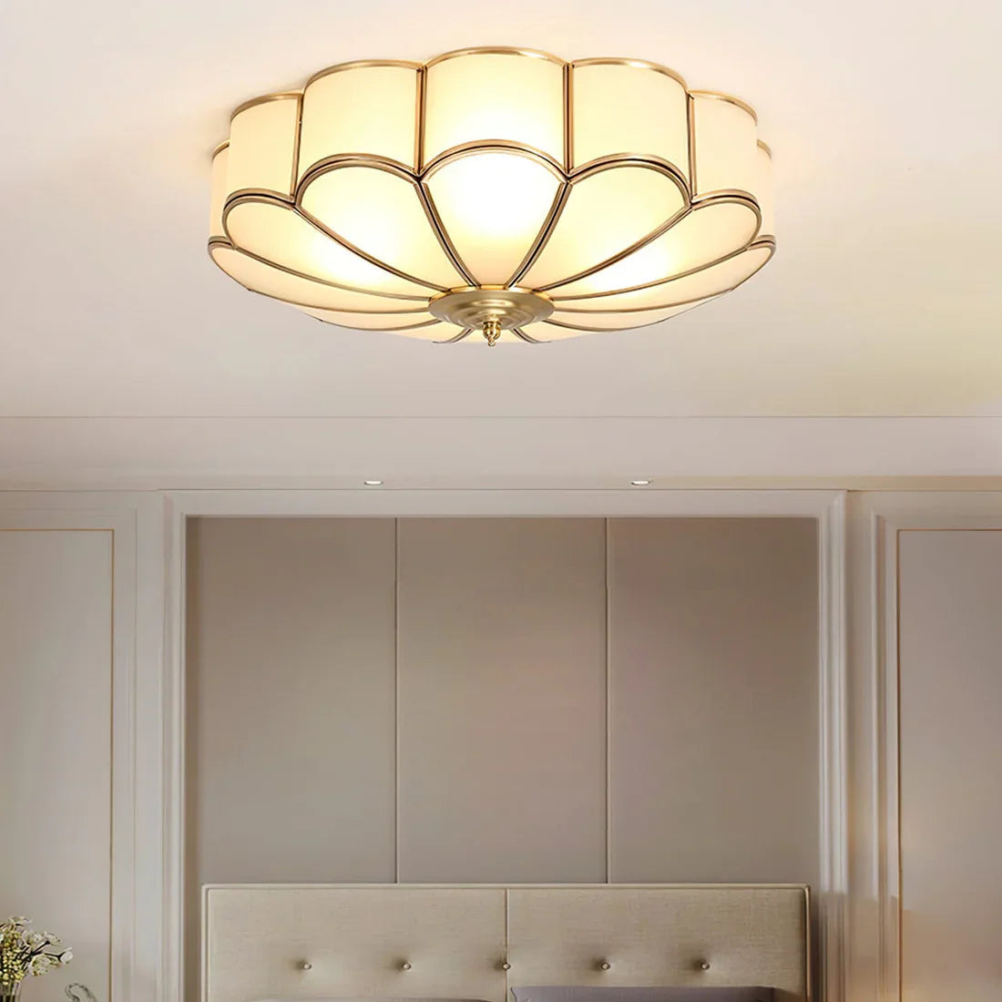 Floral Glass Flush Mount Ceiling Light | wildoxy