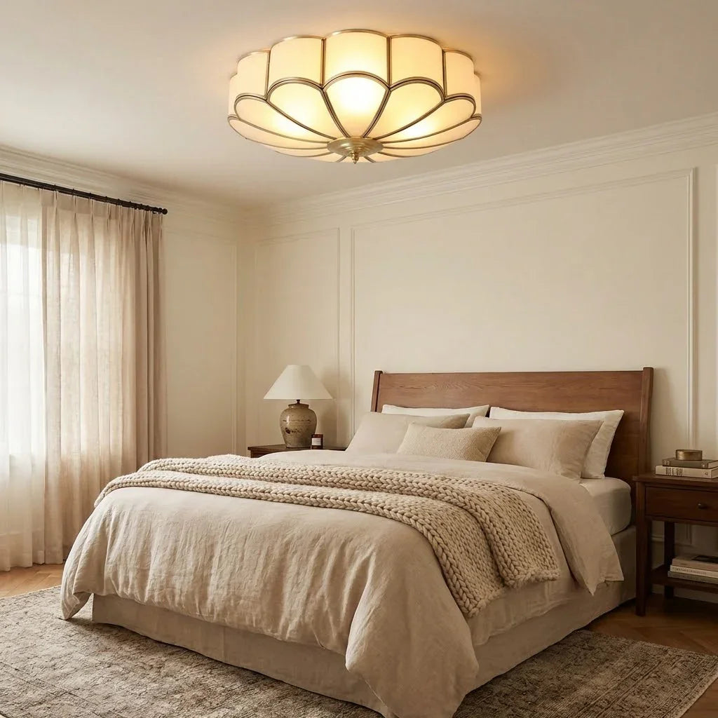 Floral Glass Flush Mount Ceiling Light | wildoxy