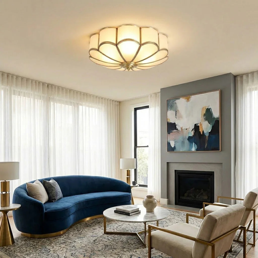 Floral Glass Flush Mount Ceiling Light | wildoxy