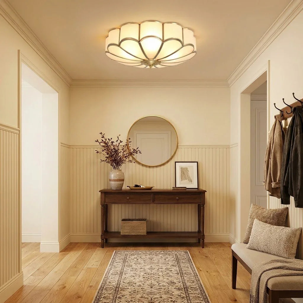 Floral Glass Flush Mount Ceiling Light | wildoxy