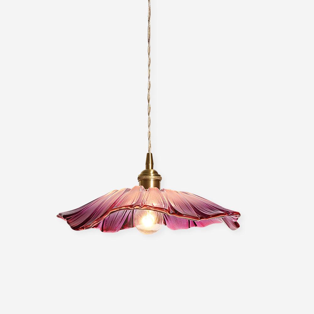 Lenera Bloom Glass Pendant Lamp — Flower-Shaped Glass Shade and Copper Accents