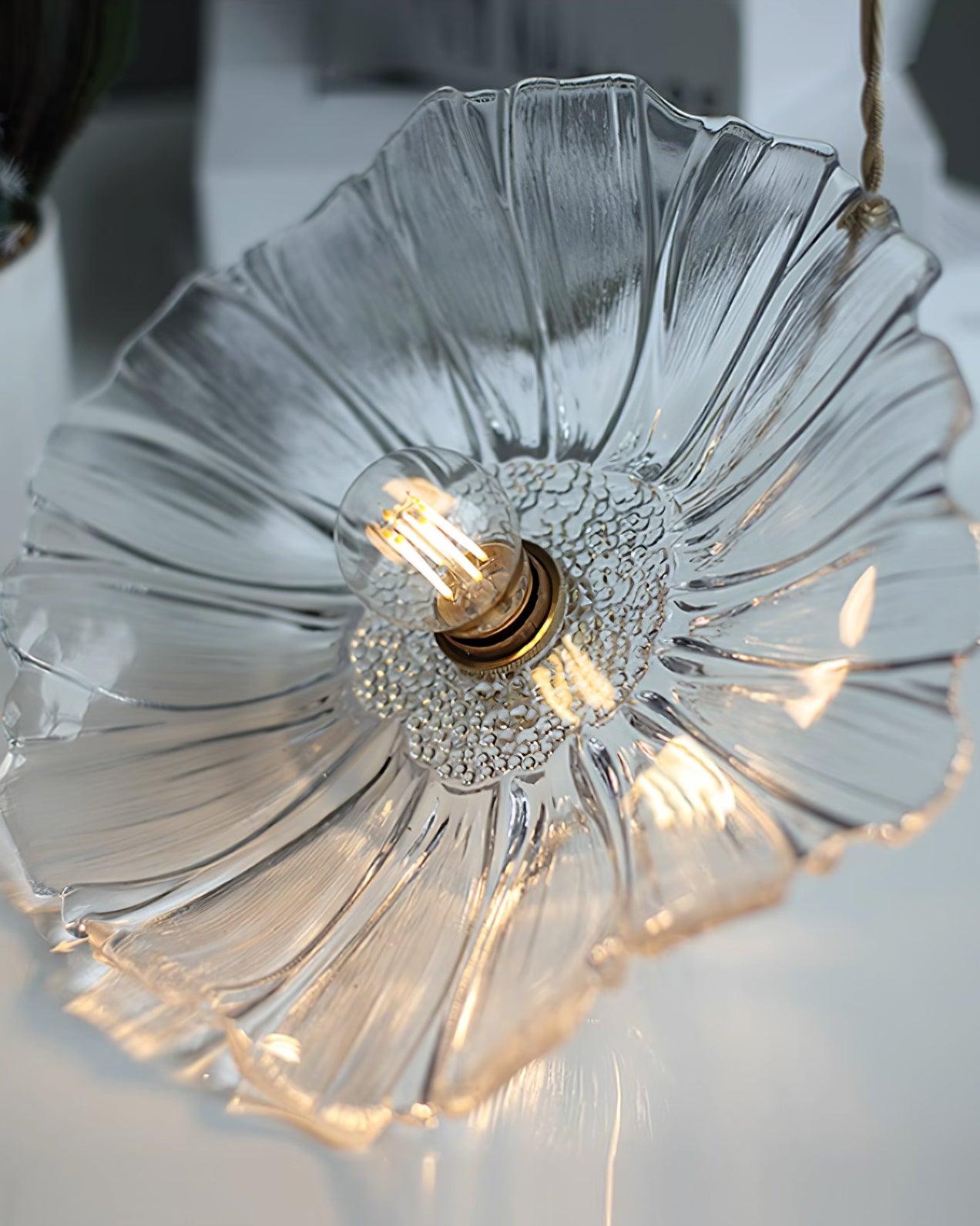 Lenera Bloom Glass Pendant Lamp — Flower-Shaped Glass Shade and Copper Accents